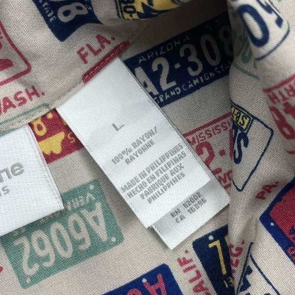 Vintage l 90s L Liz Claiborne Novelty USA State License Plates Loop Collar Shirt - Picture 11 of 14